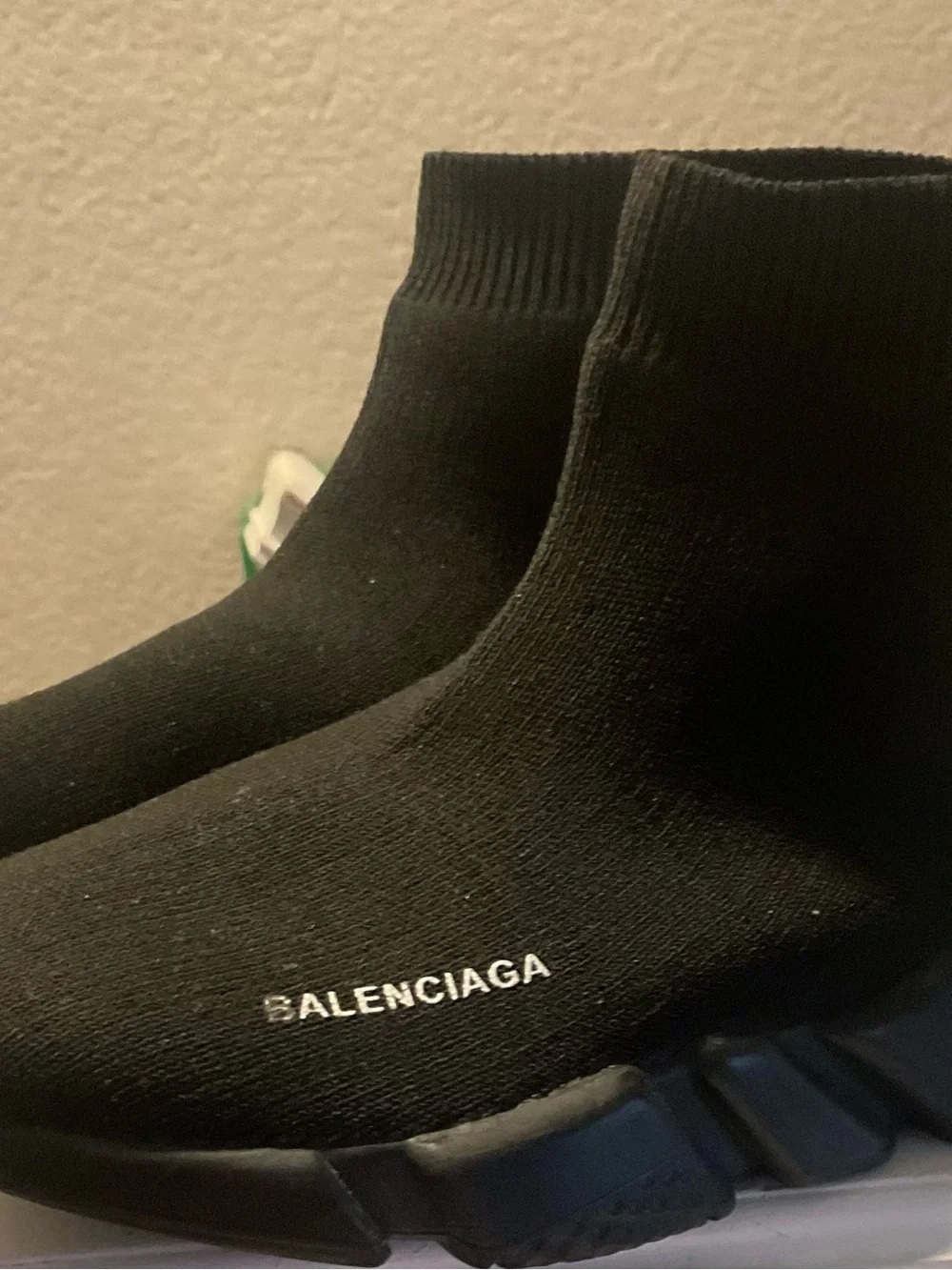 Balenciaga Black Sock-Style Knit Sneakers with Logo. 2.0 speed trainer.